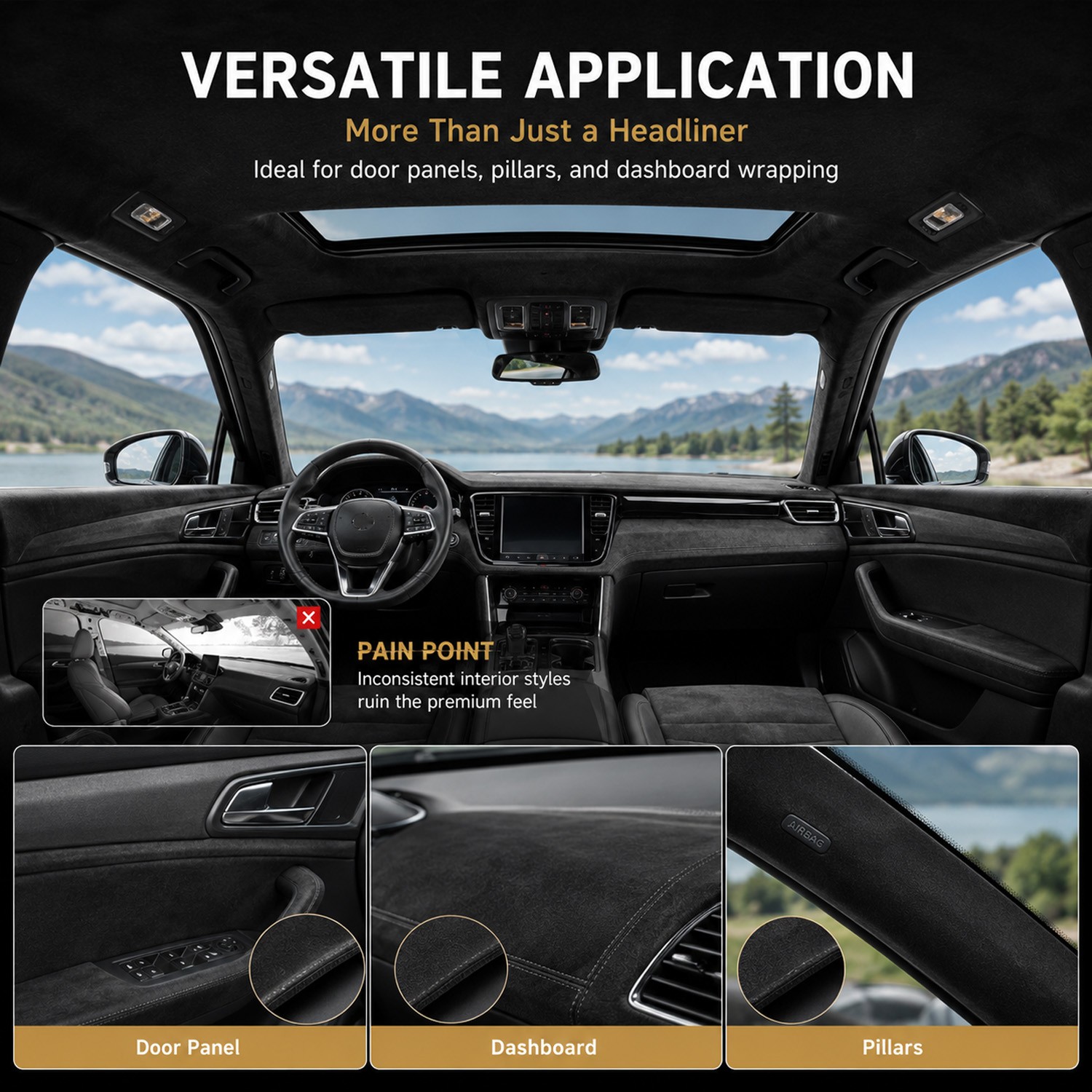 Self Adhesive Headliner Fabric with Foam Backing for Car Ceiling Fabric Repair
