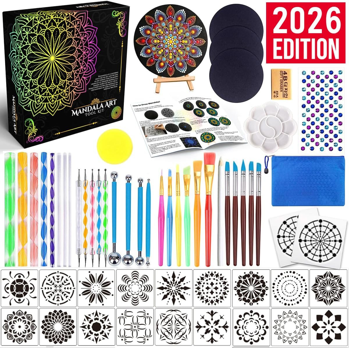 Mandala Dotting Tools Painting Kit – Rock Dot Paint Stencils Tool Set Art Craft