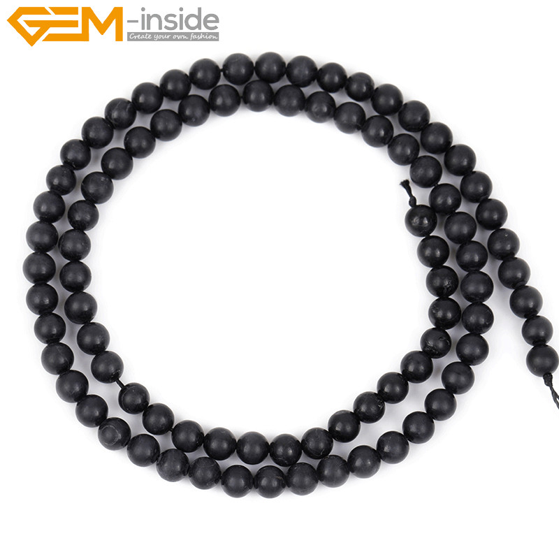 Natural Gemstone Frost Matte Black Tourmaline Loose Beads For Jewelry Making 15″
