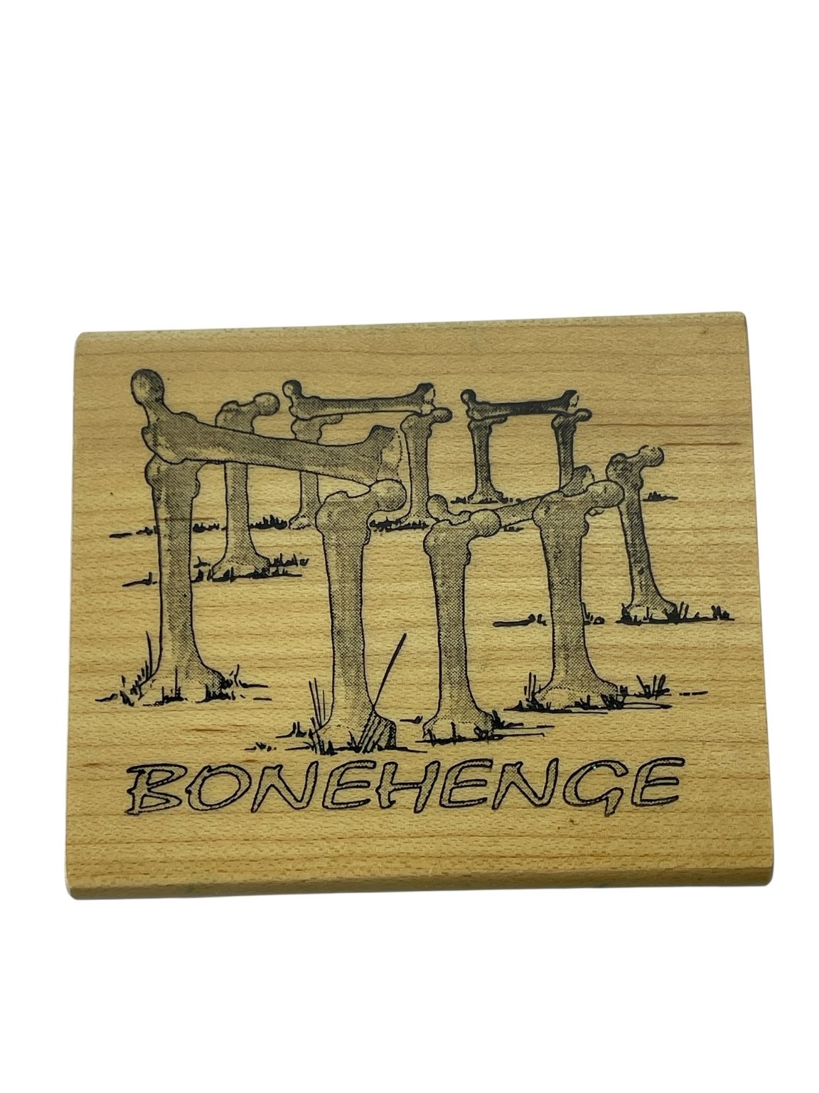 Yes! Pigs Can Fly “Bonehenge” Wood Mounted Rubber Stamp Vintage 1991 Rare