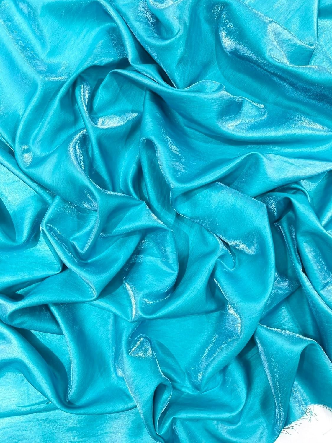 Iridescent Liquid Dupioni Fabric 58″ Wide Lightweight Material Turquoise