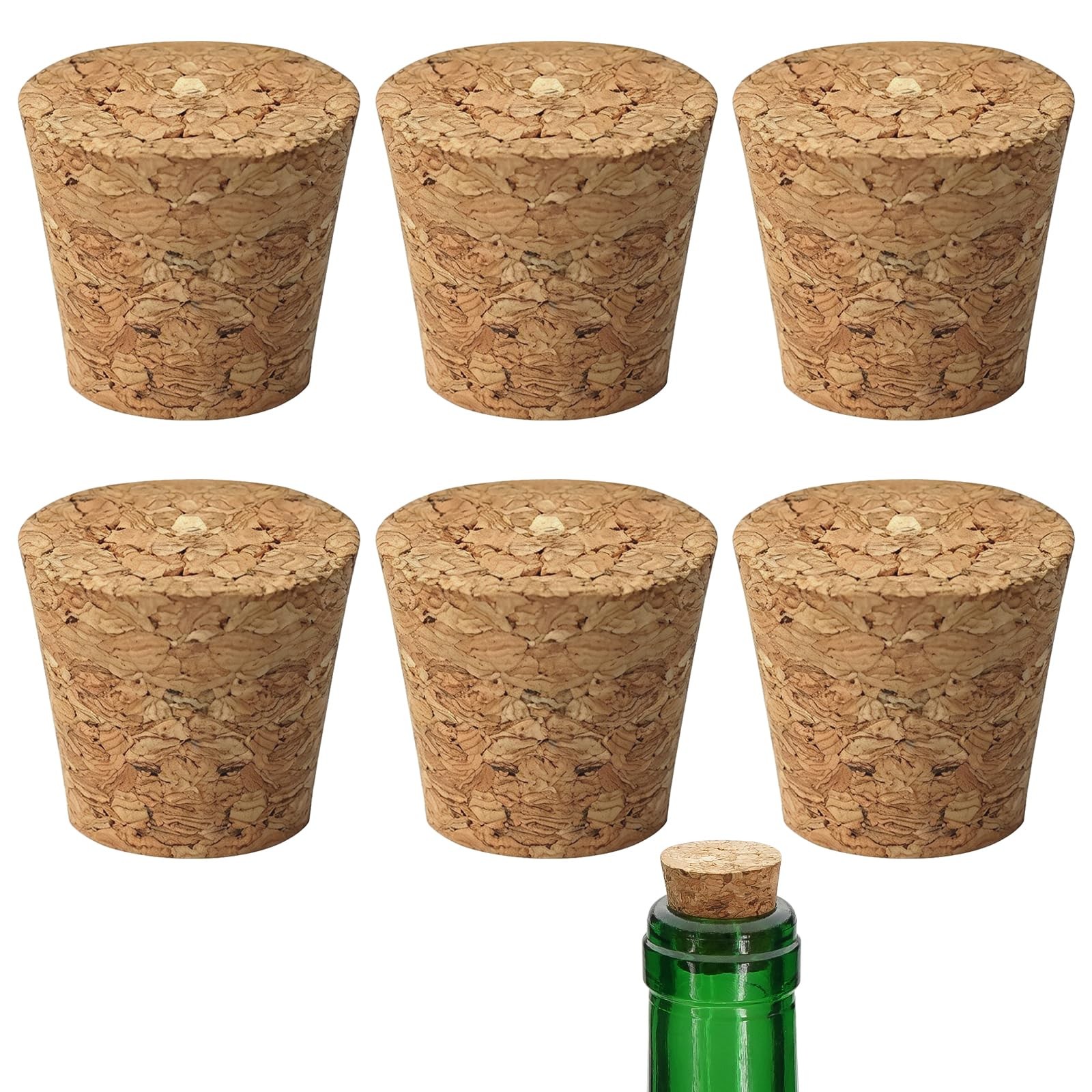 6 PCS Tapered Cork Plugs 0.86 x 0.66 x 0.79 Inch Wooden Wine Bottle Stoppers