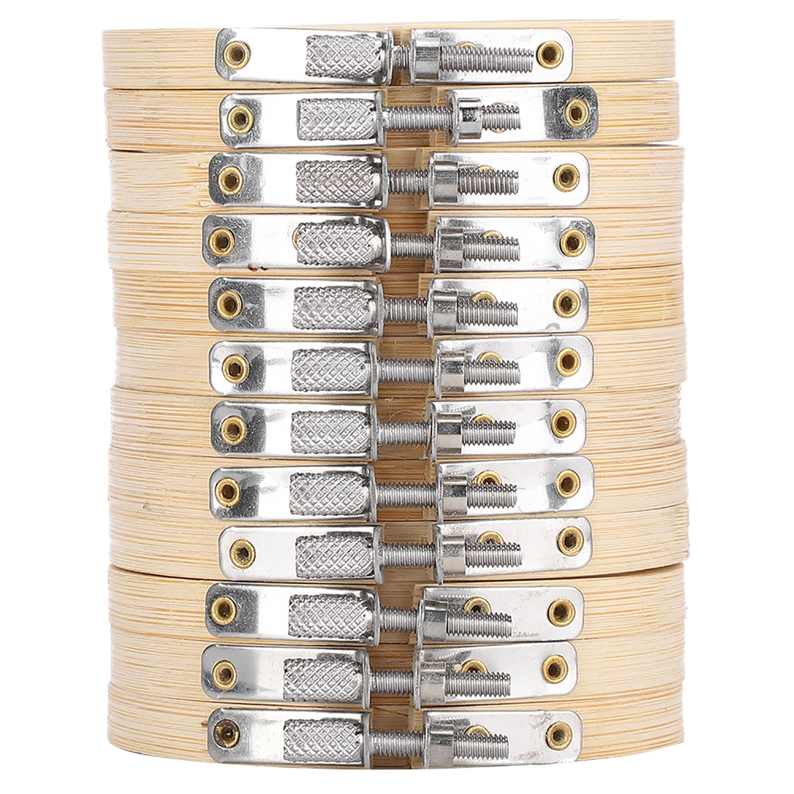 12pcs Bamboo Embroidery Hoops Adjustable Circle Rings For Sewing Craft Use