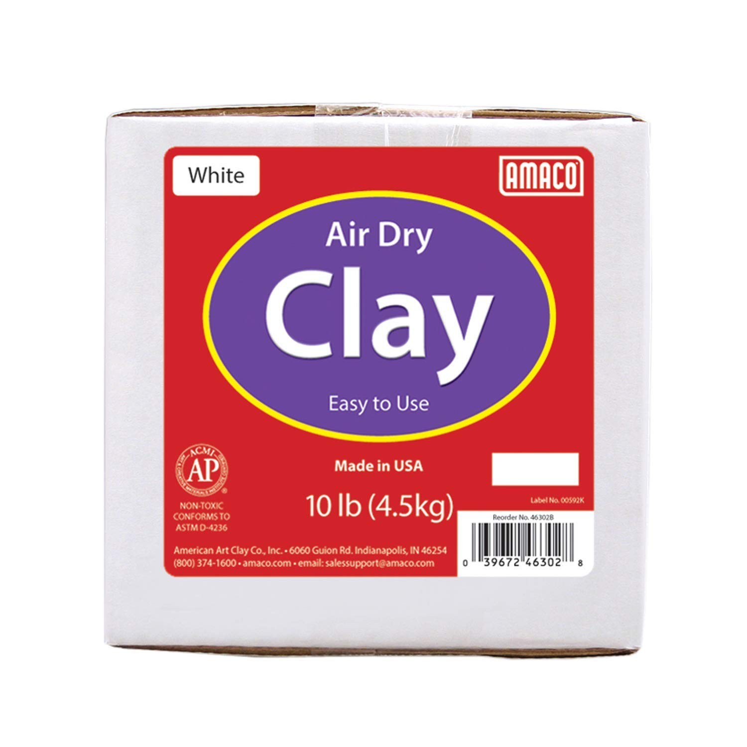 AMACO 46302B Air Dry Modeling Clay, 10Pound, White