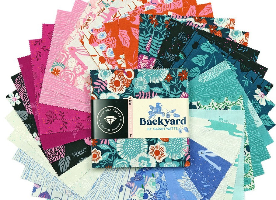 Ruby Star Society Backyard Sarah Watts Charm Pack 42pc 5″ Fabric Japan -FS