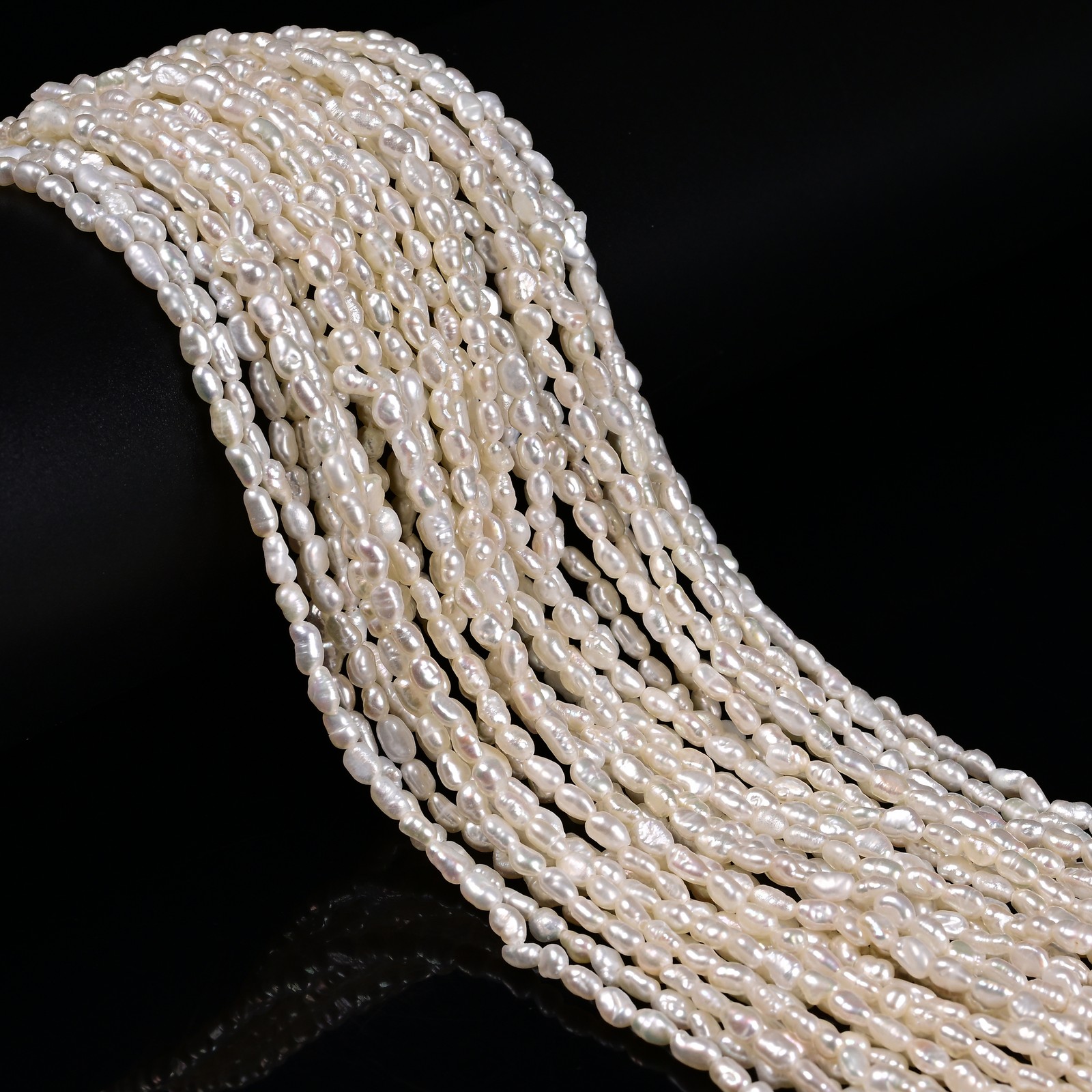 White Fresh Water Pearl Side Drill Nugget Beads 2.2-2.5mm x 4-5mm 15.5” Strand