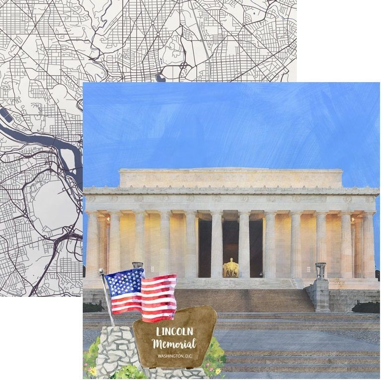 Lincoln Memorial, Washington DC, DS scrapbook paper – Scrapbook Customs 39738