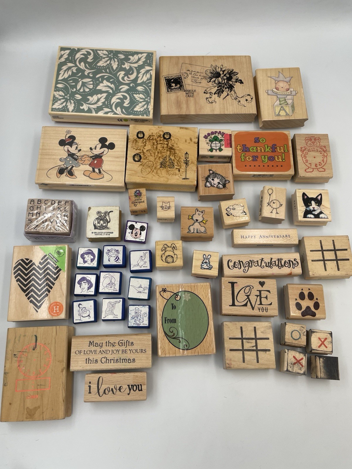 Huge Mixed 40+ Rubber Stamp Lot: Mixed Themes, Holiday, Disney, Design ++ T10