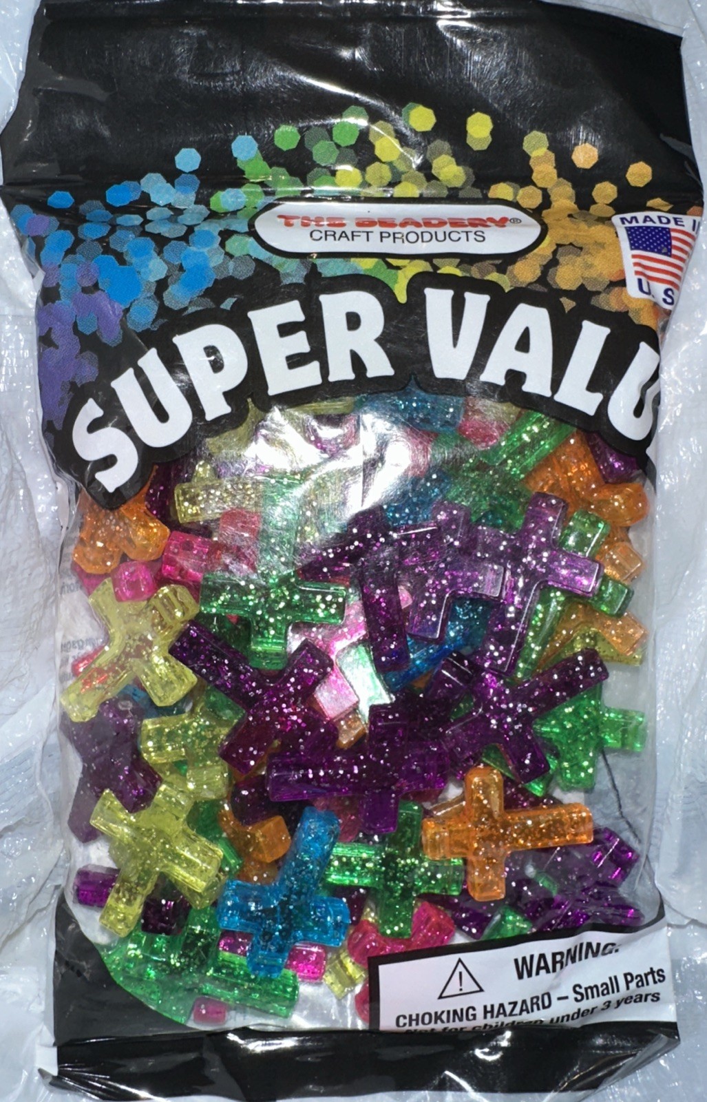 Sparkle Cross Beads Assorted Colors 75 Pieces by The Beadery (1 Inch Each)