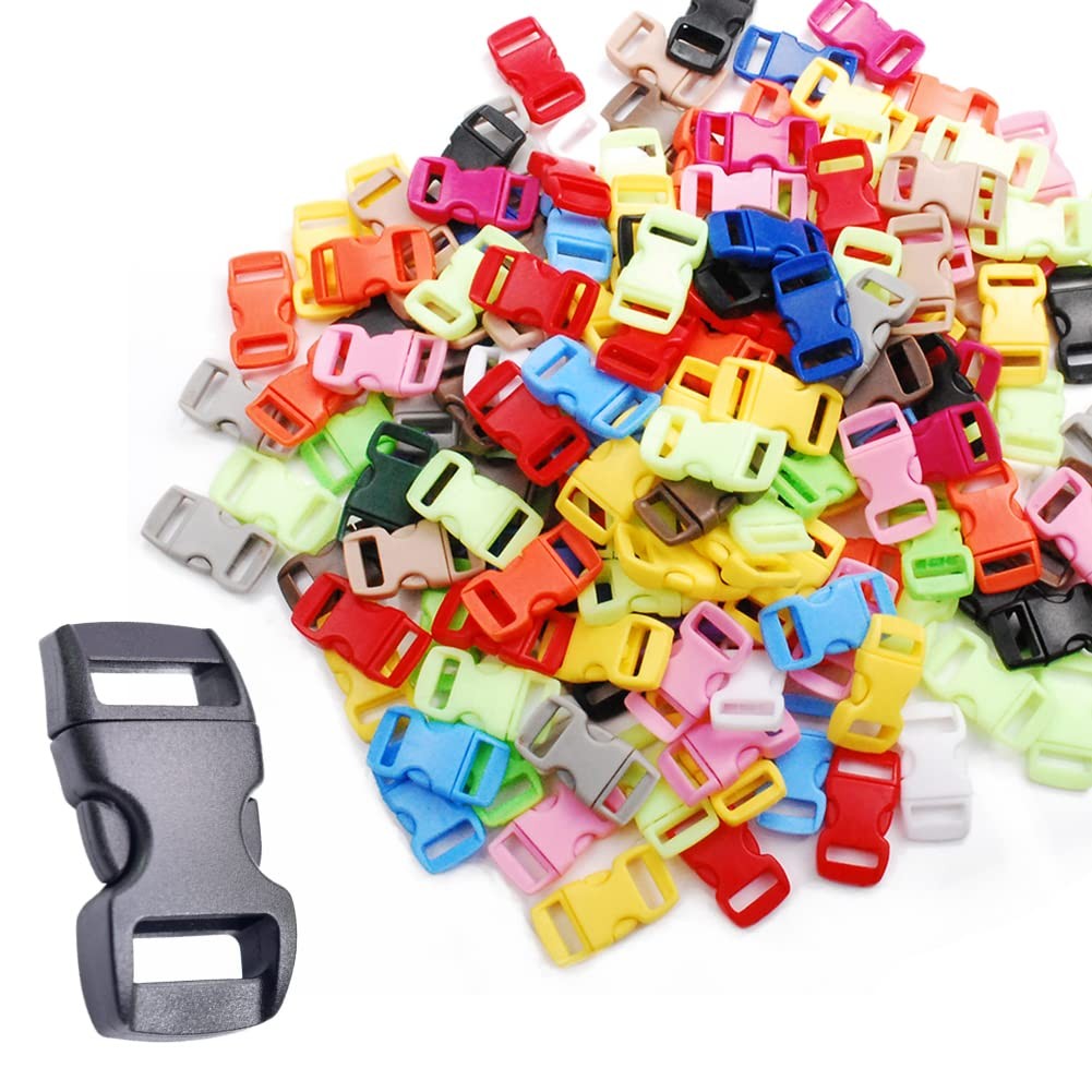 200pack Assorted 3/8″ Curve Contoured Side Release Buckle for Parachute 550 C…