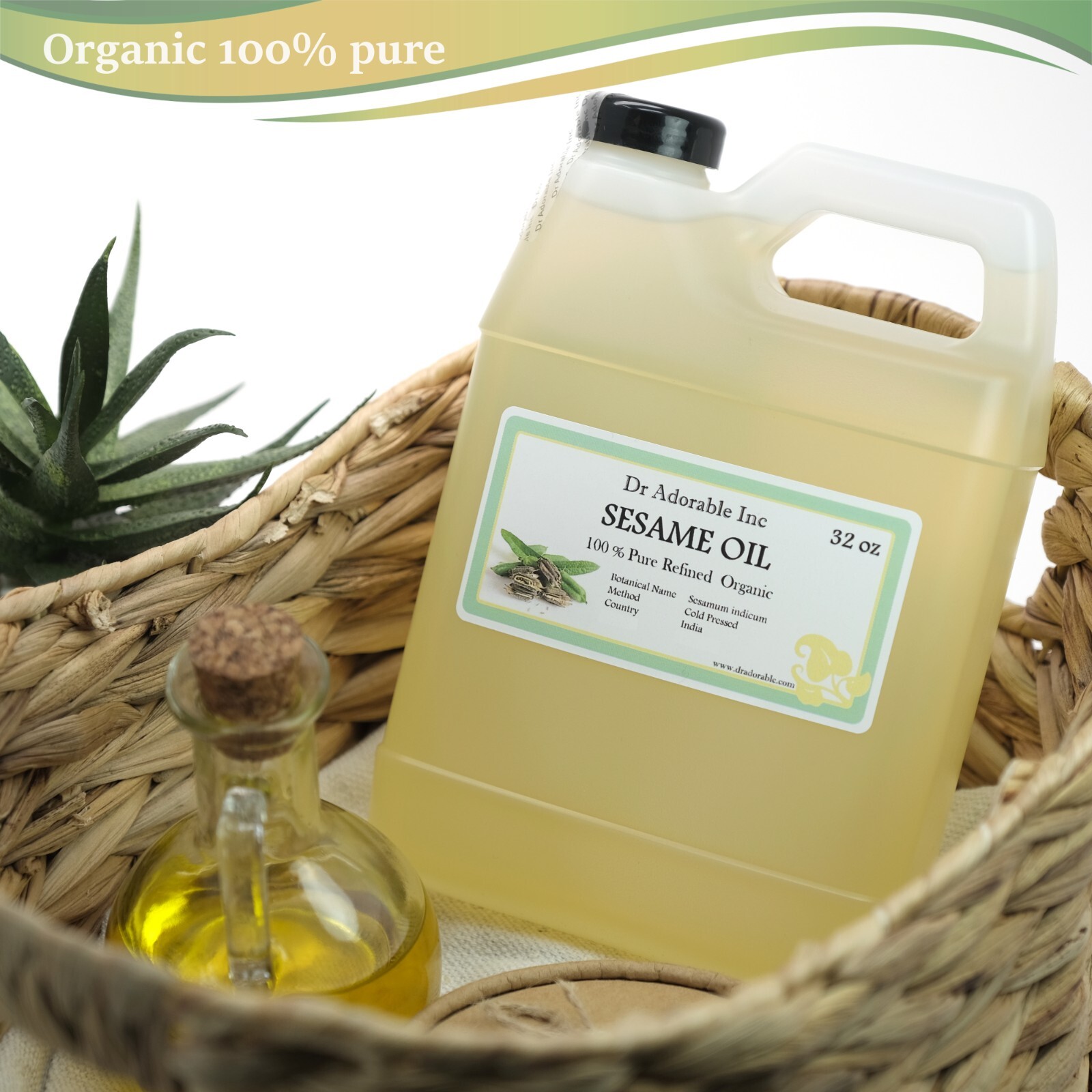 ORGANIC SESAME OIL REFINED COLD PRESSED 2 OZ 4 OZ 8 OZ 12 OZ 16 OZ-UP TO 1 GALLO
