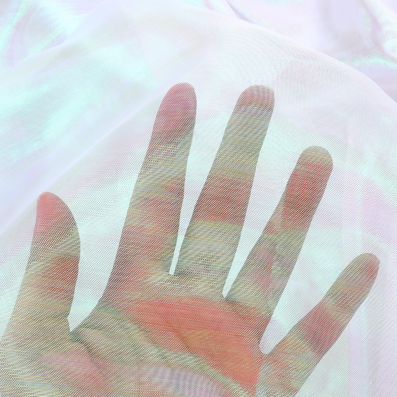 3.3 Yard Sheer Iridescent Rainbow Holographic Organza Fabric 59×118 Inches