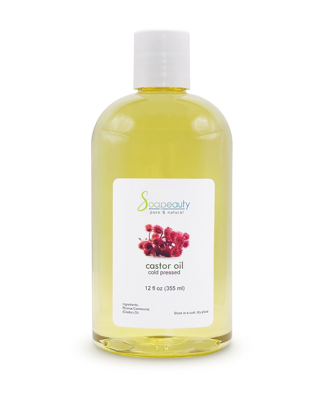 PURE PREMIUM USP GRADE CASTOR OIL COLD PRESSED NATURAL 12 OZ