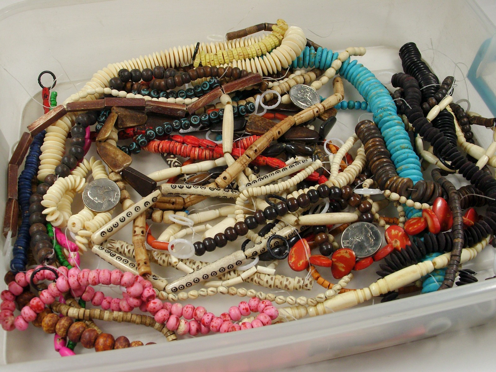 2 Pounds Odds and Ends India Handmade Water Buffalo Bone Beads Lot (AXP-7) ⭐