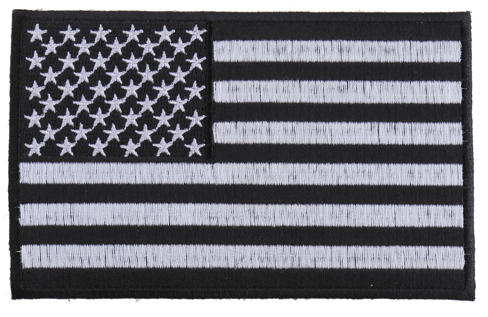 Black and White American Flag Patch with Black Borders – 5×3 inch – P5639