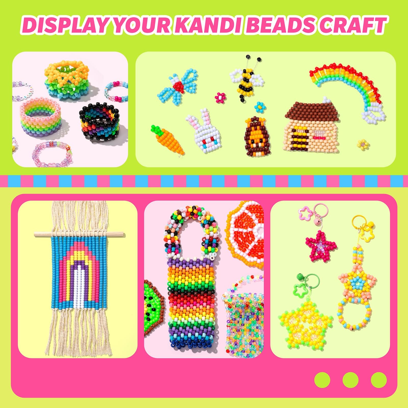 10000Pcs 48 Colors Pony Beads Bulk, 6X9Mm Plastic Kandi Beads for Bracelet Hair