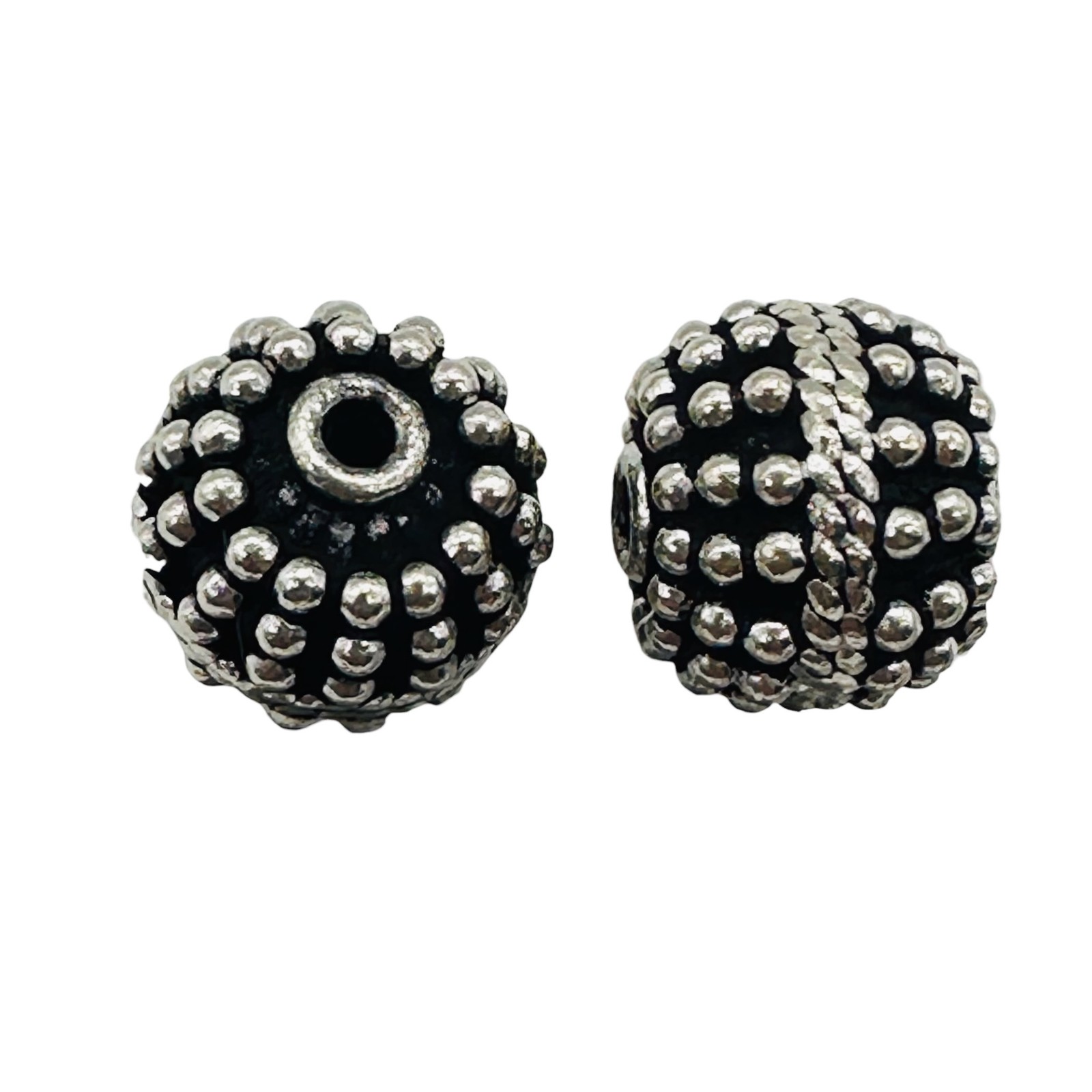 Bali Beads of Incredible Solid Sterling Silver | 12x11mm | 6 gram each| 2 Beads|