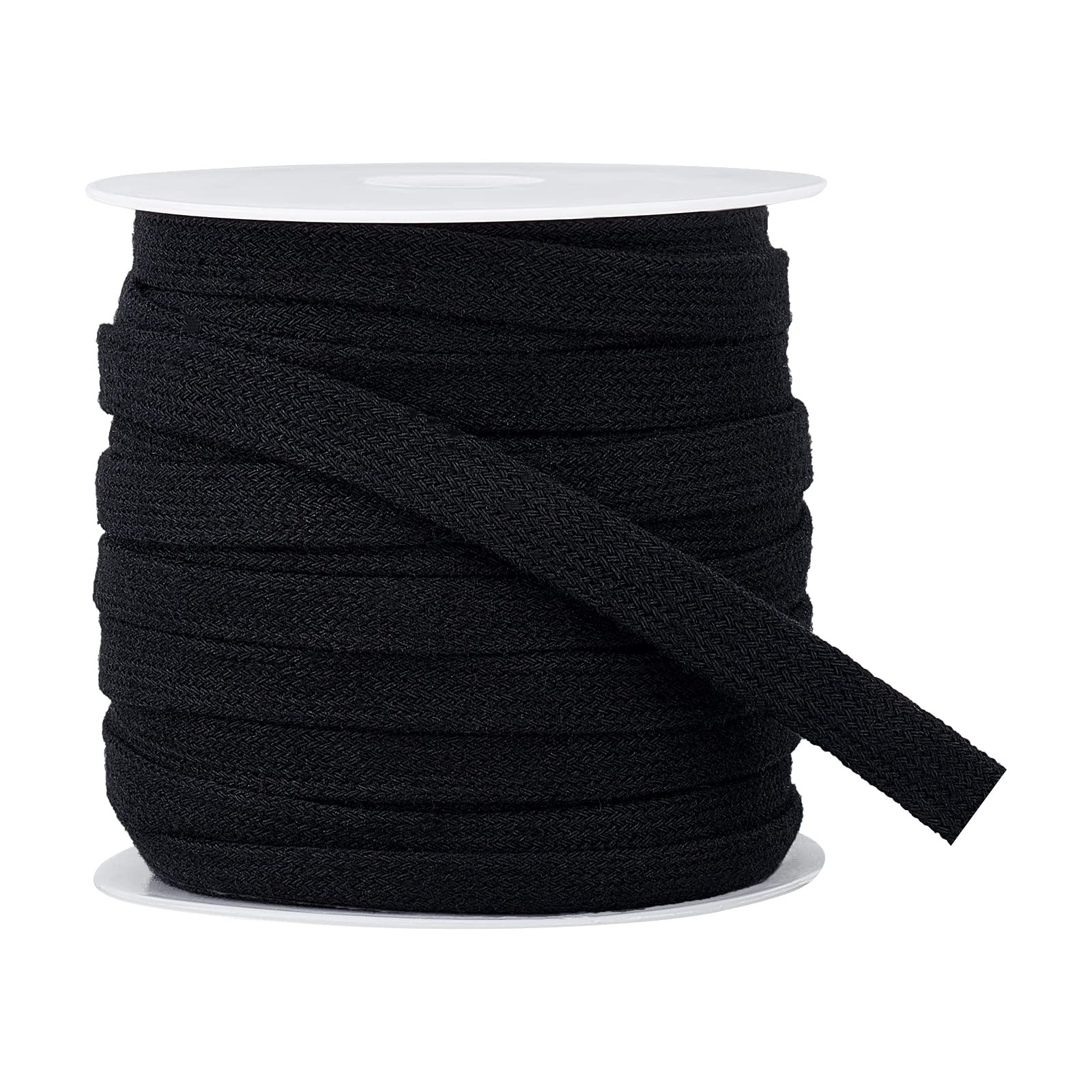 27 Yards Black Flat Replacement Cotton Cords, Soft Drawstring Draw Cord for G…