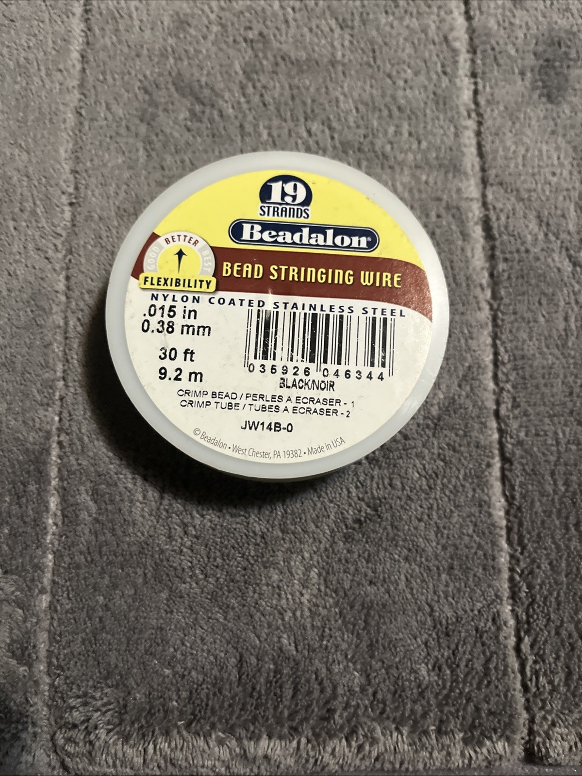 Beadalon® 19 Strand Bead Stringing Wire Black .015” 30 Ft Item # JW14B-0
