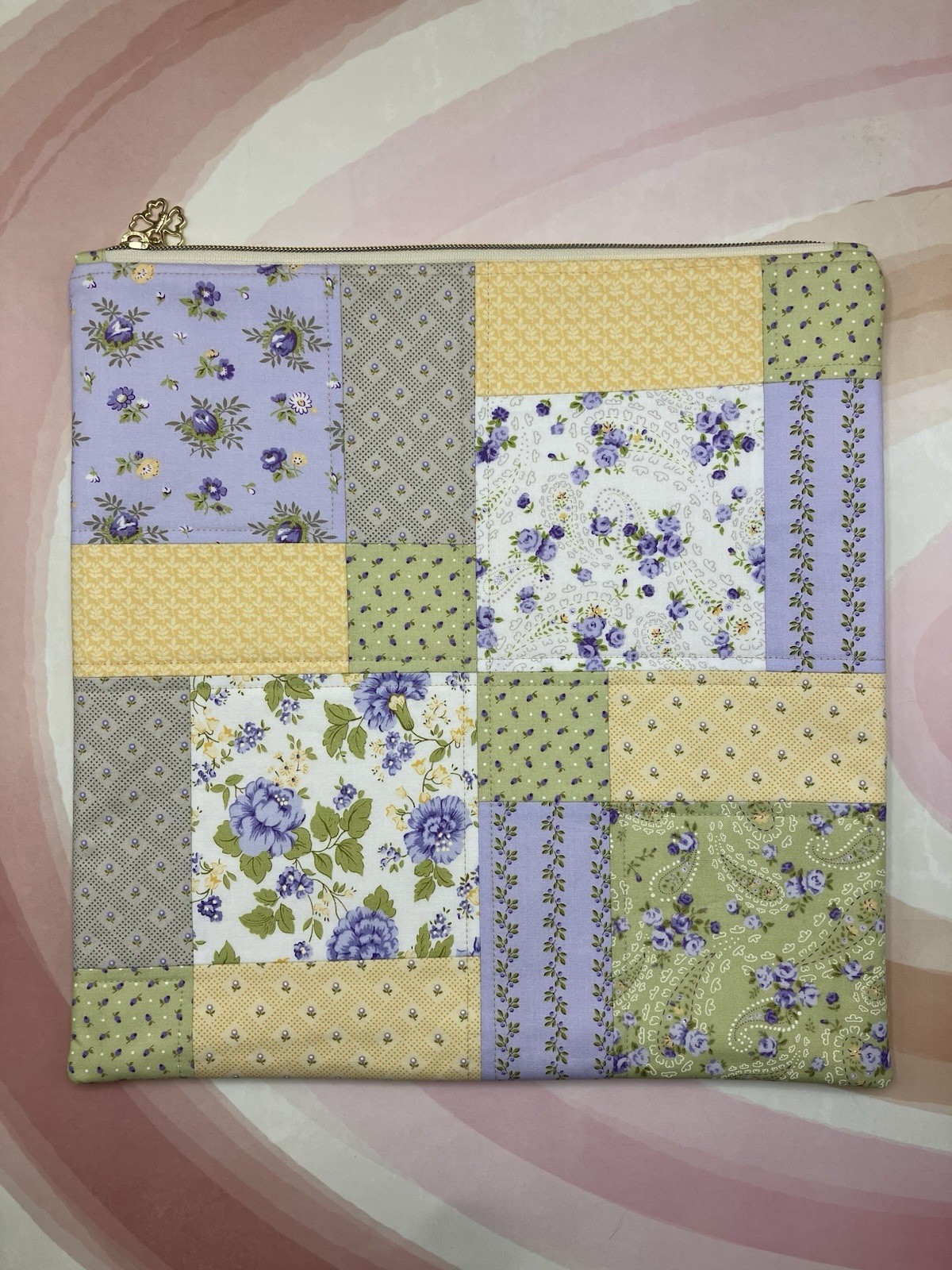 Medium 13”x13” Project Bag •Georgia• Quilted Patchwork Pouch