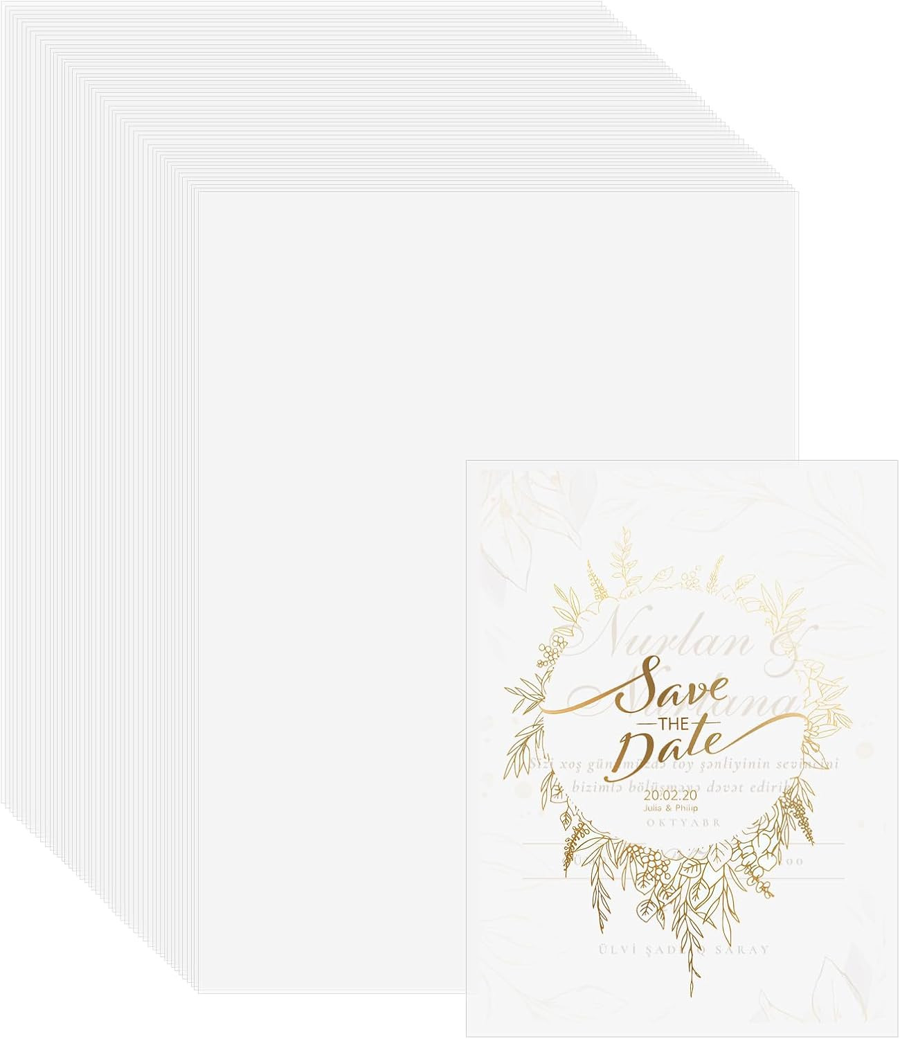 Translucent Vellum Paper Pack for Crafts, 50 Sheets Acid-Free Parchment Paper fo