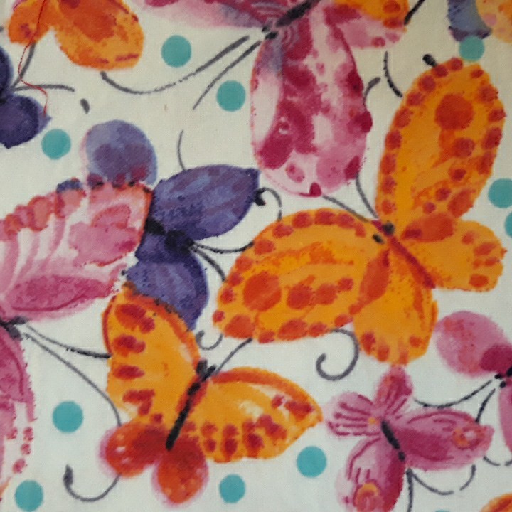 1 YD Joann Snuggle Soft Flannel Fabric Butterfly pink orange purple white 42″