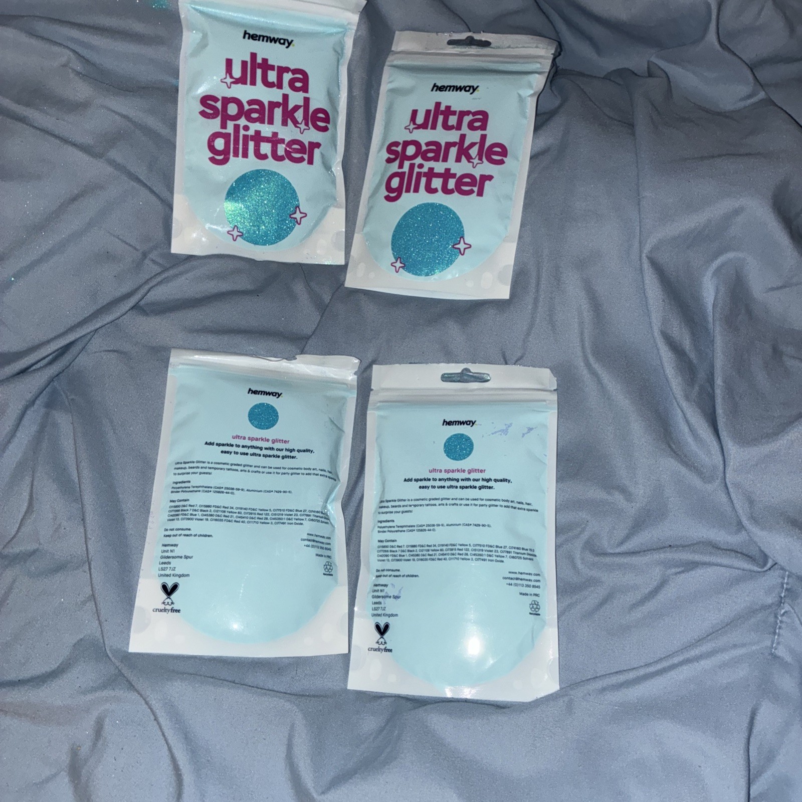 hemway Ultra Sparkle Glitter Turquoise 4 Bags New