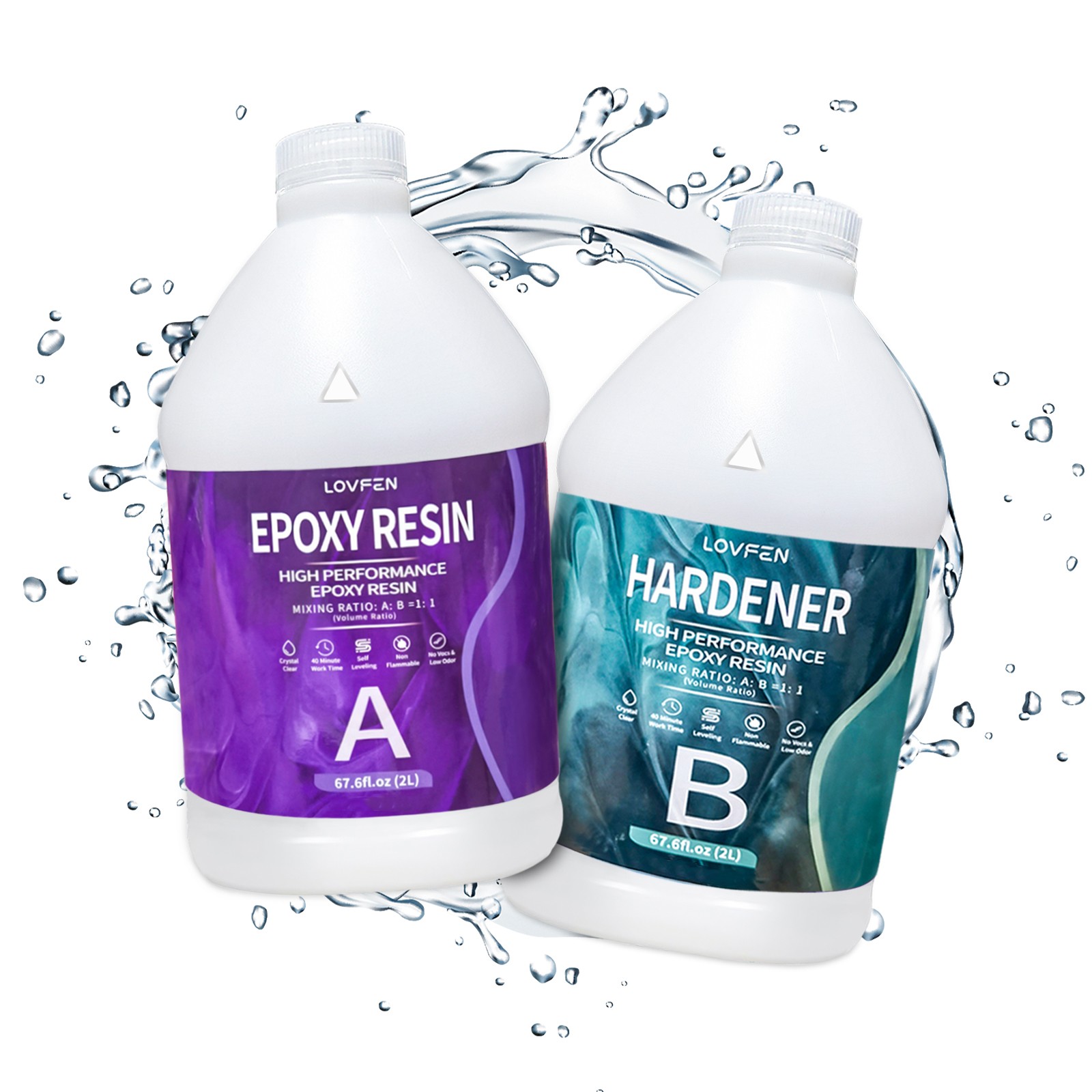 LOVFEN 1.06 Gall Epoxy Resin Kit 1:1 Crystal Clear Epoxy