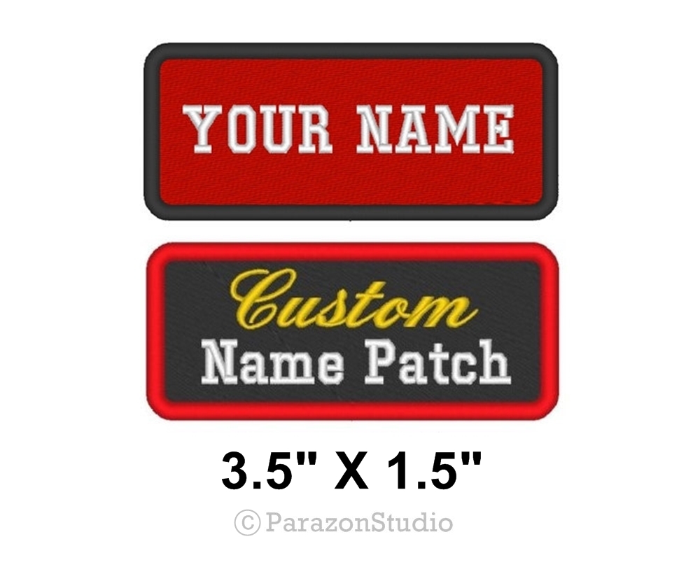 Custom Embroidered Name Tag Patch Motorcycle Biker Badge 3.5” x 1.5″ (A)