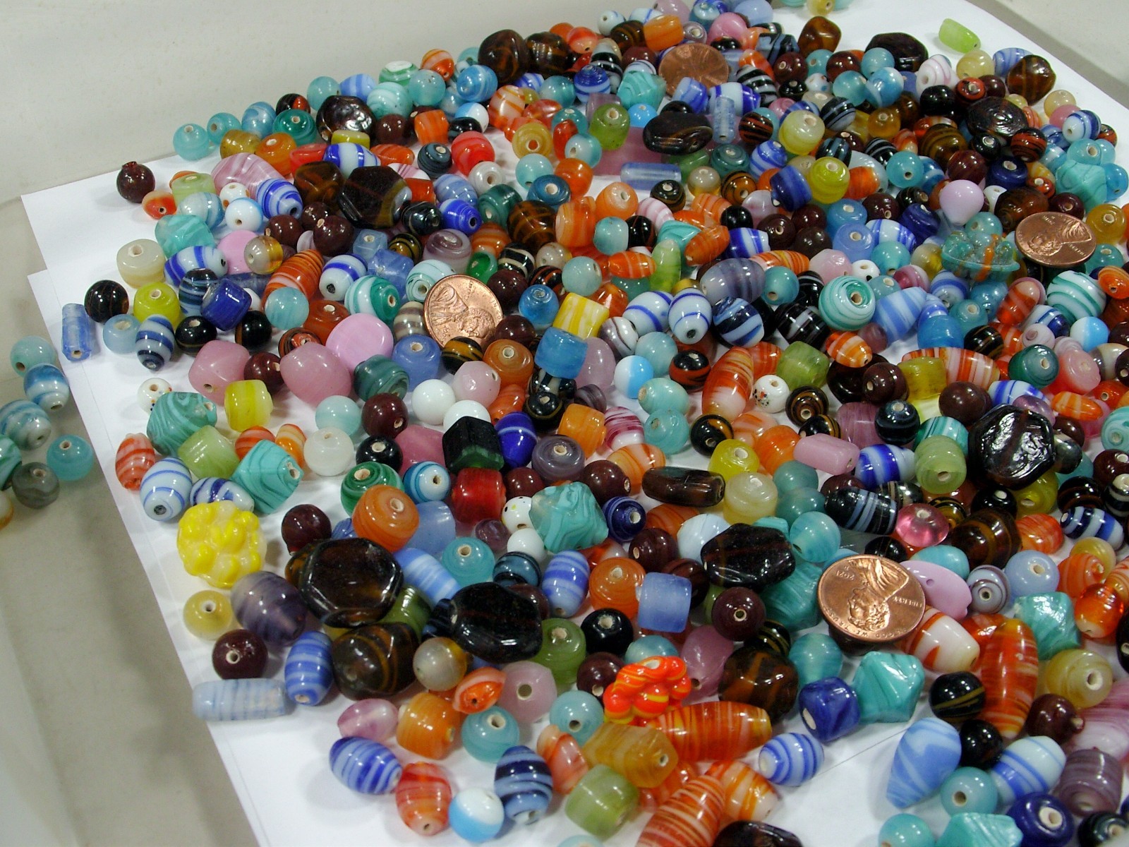 4 Pounds Assorted Shapes and Sizes India Handmade Multicolor Glass Beads (D-8) ⭐