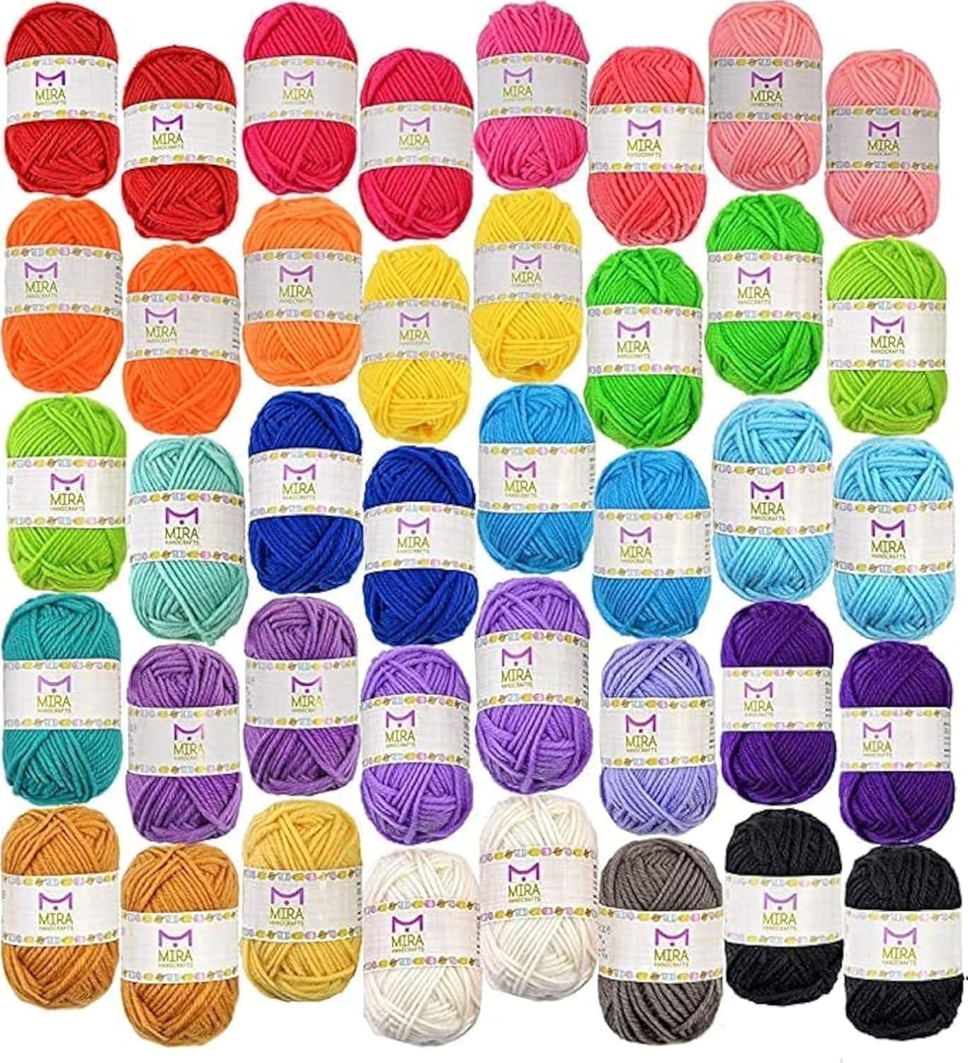 40 Assorted Colors Acrylic Yarn Skeins with 7 E-Books – 875 40 Skeins, Joyful