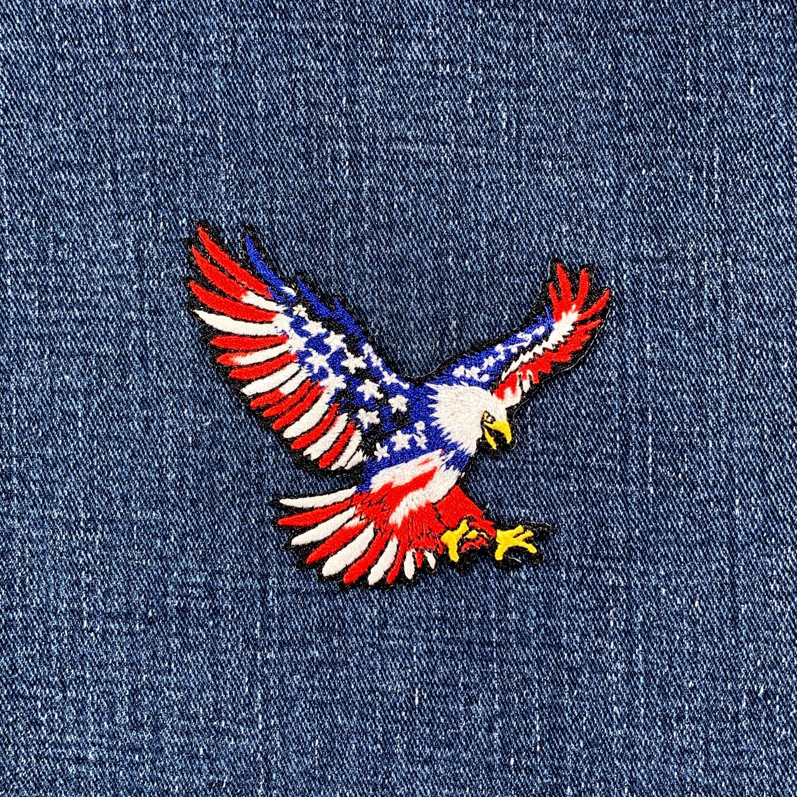USA Flag Eagle Applique Patch – Embroidered Stars & Stripes American Bird Badge
