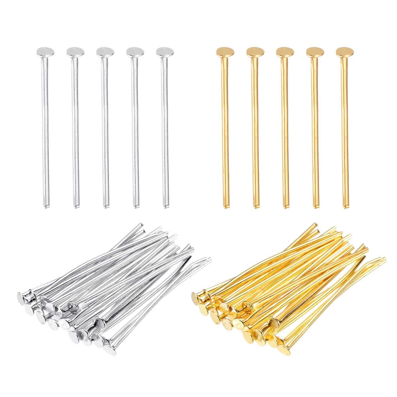 1 Inch Flat Head Pins, Jewelry Making Headpins-400Pcs(Silver Gold)