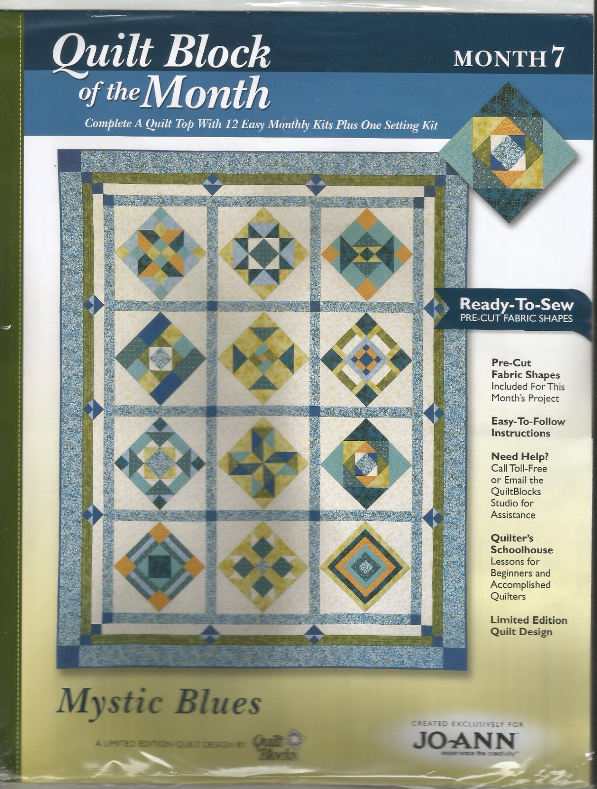Choice MYSTIC BLUES Quilt Block of the Month JoAnn 1 2 4 5 6 7 8 9 10 11 12