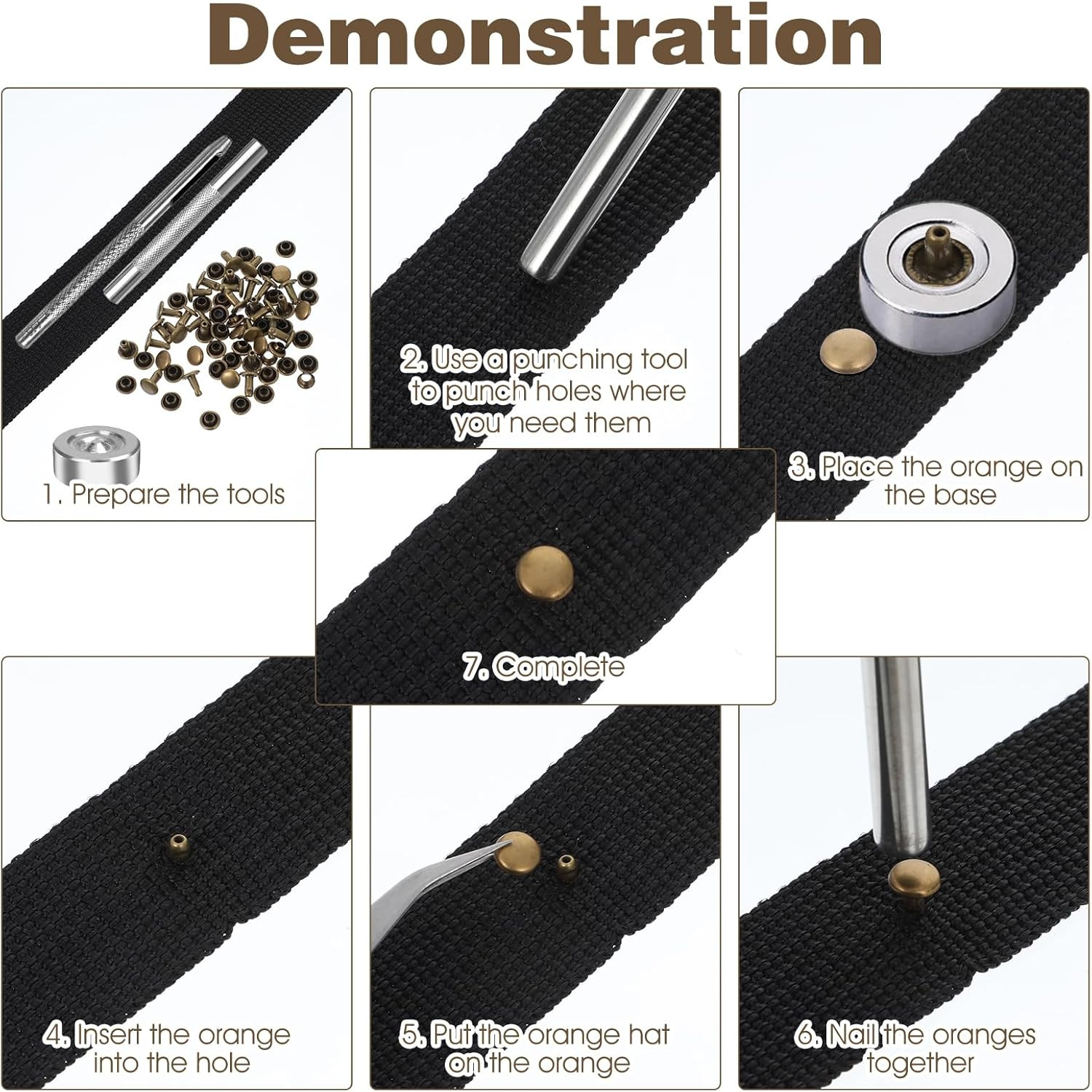 200Sets Double round Cap Leather Rivets Double Cap Rivets Tubular Leather Studs