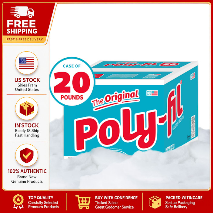 Poly-Fil Polyester Fiberfill Stuffing, 20lb Box, Bulk, by Fairfield