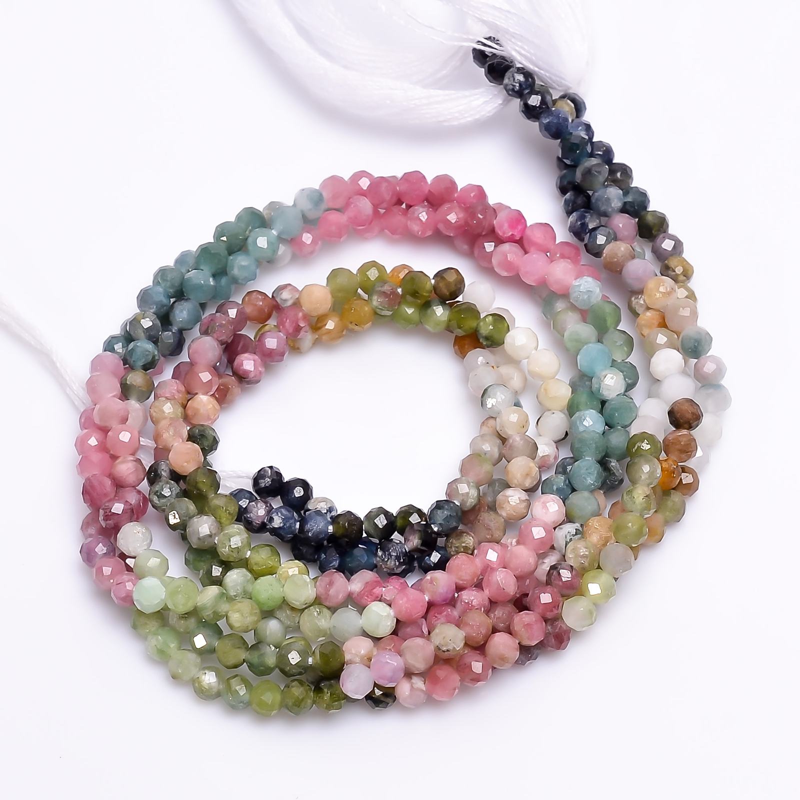 Natural Multi Tourmaline Gemstone Round Faceted Beads 3X3 mm Strand 13″ GB-250