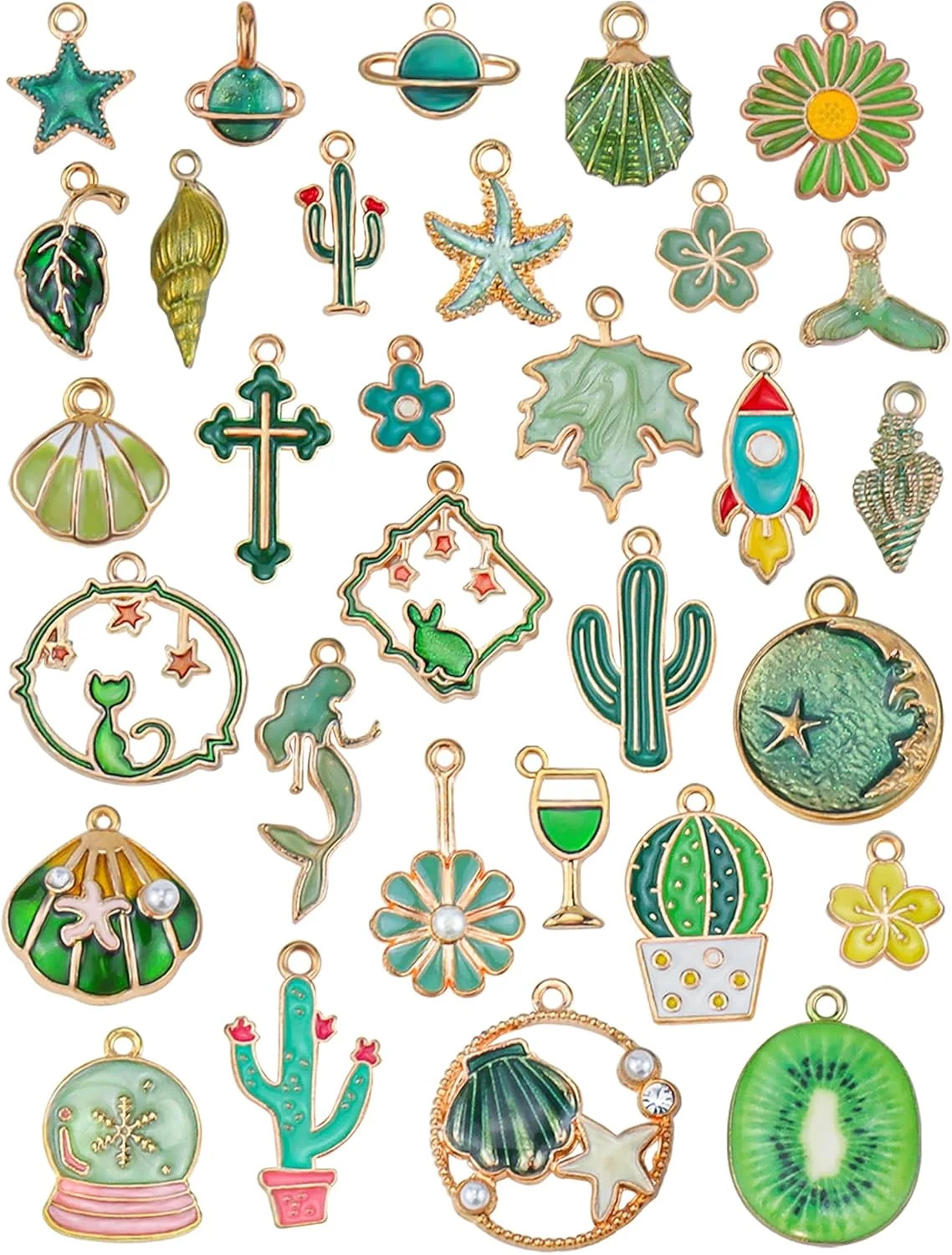 30pcs Mixed Enamel Charms Pendants for Jewelry Making Bulk lot Necklace Earrings