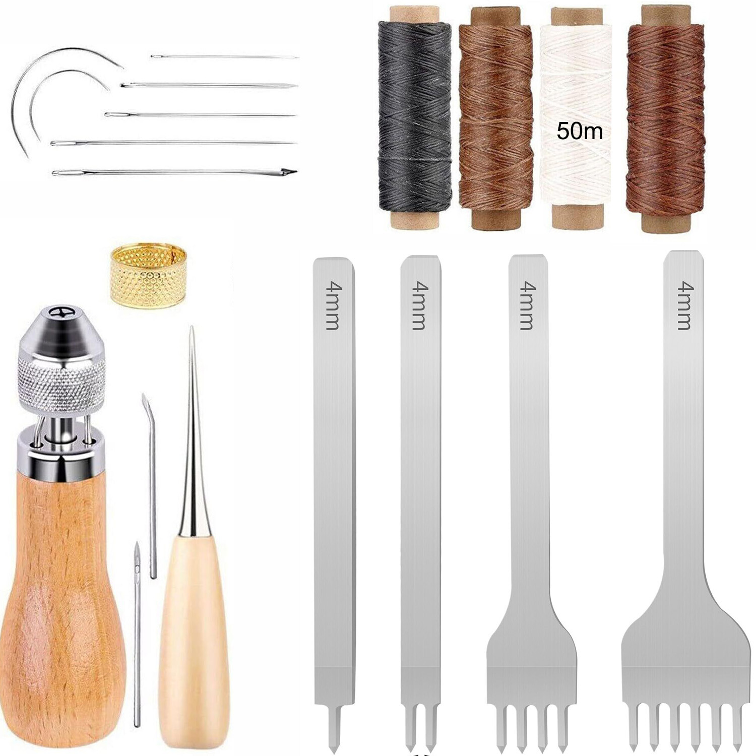 Leather Hole Punch Tool Lacing Stitching Chisel Set Speedy Sewing Stitcher Tool