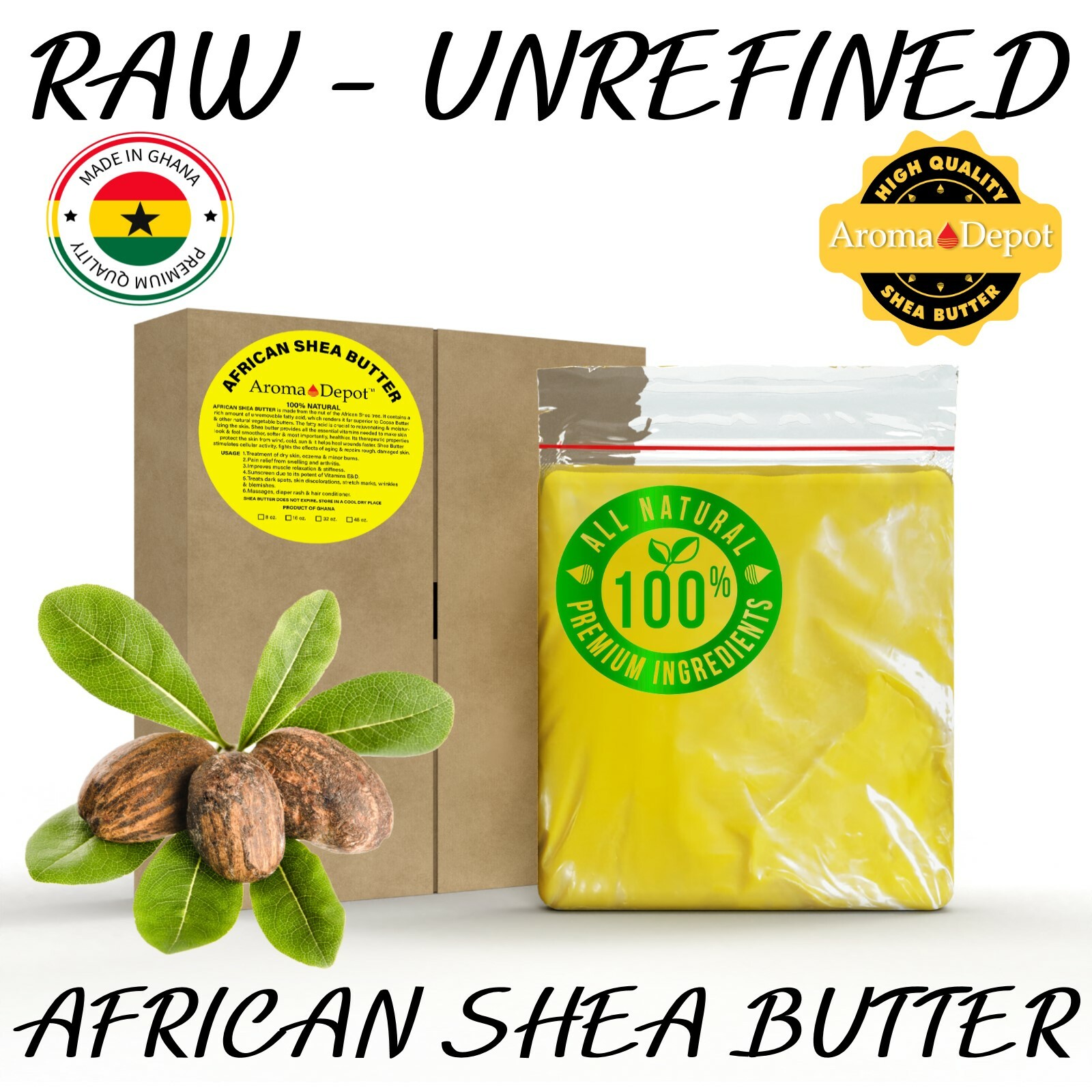 5 lbs. Raw African Shea Butter Yellow From GHANA Natural UNREFINED Pure Organic