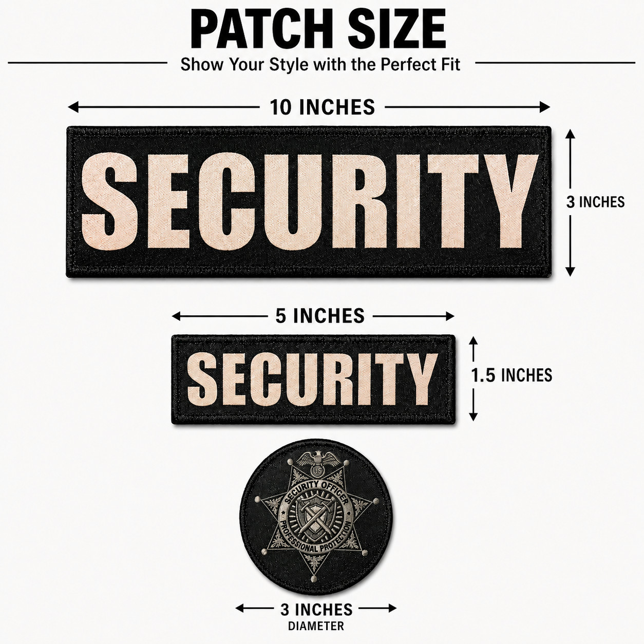 Security and Armed Security Hook and Loop Patch Set for Vest with Badge 3 Piece
