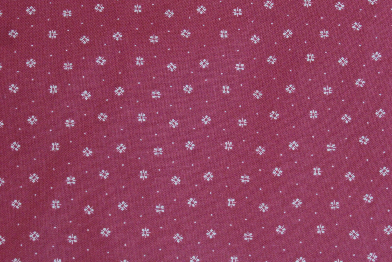 Fabric 100% Cotton YARDAGE DARK ROSE PINK with OFF-WHITE CREAMY DOTS AND FLOWERS