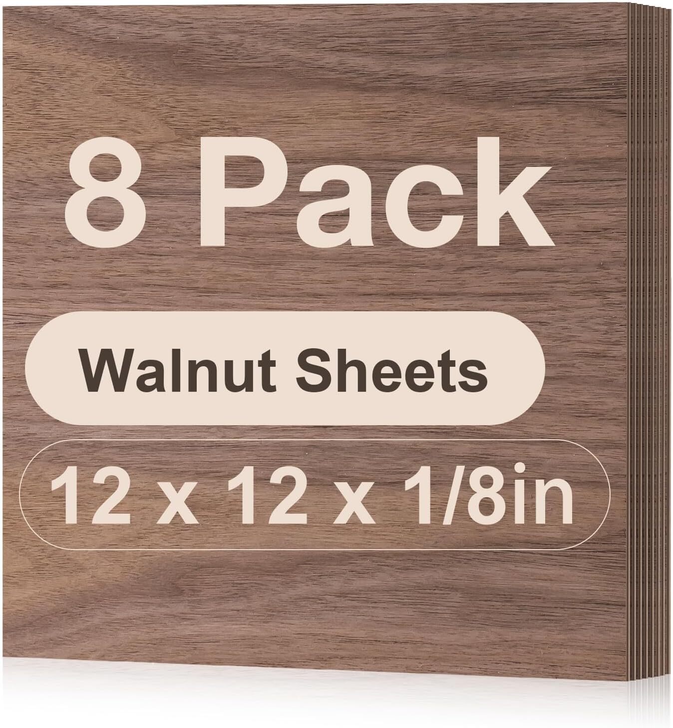 ROBOTIME 8-Pack Walnut Plywood Sheets – 12 X 12 X 1/8 Inch – 3Mm Plywood for Las