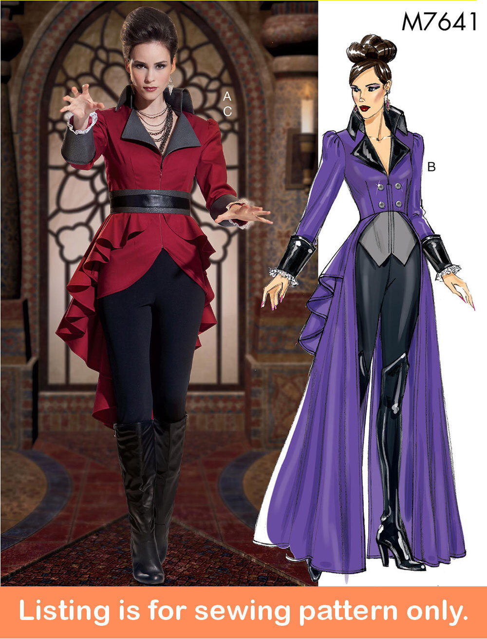 SEWING PATTERN Womens Costume Halloween Coat Jacket Vampire Goth Plus Size 7641