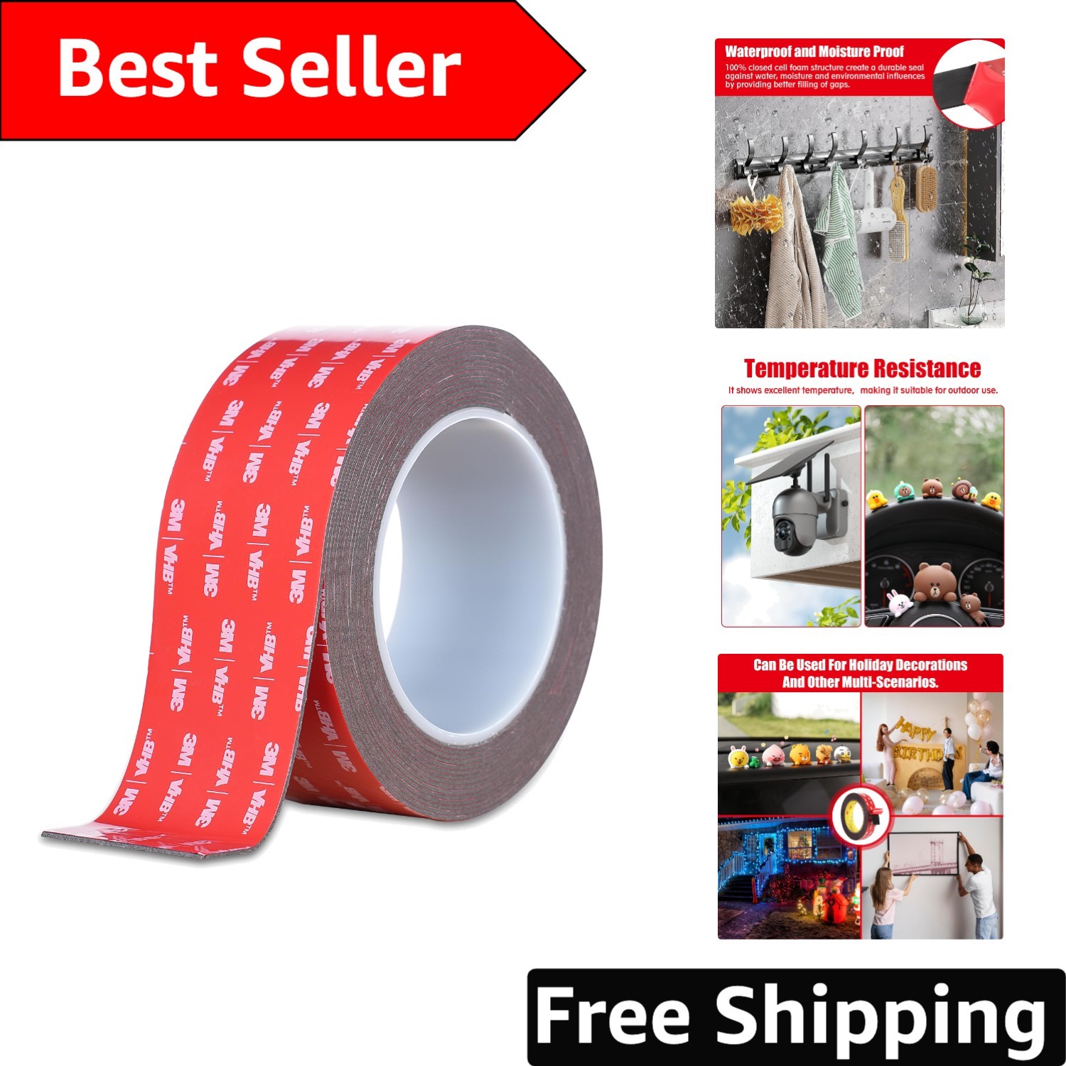 Versatile Heavy Duty Double Sided Tape – Waterproof & High Temp Resistant 16.5ft