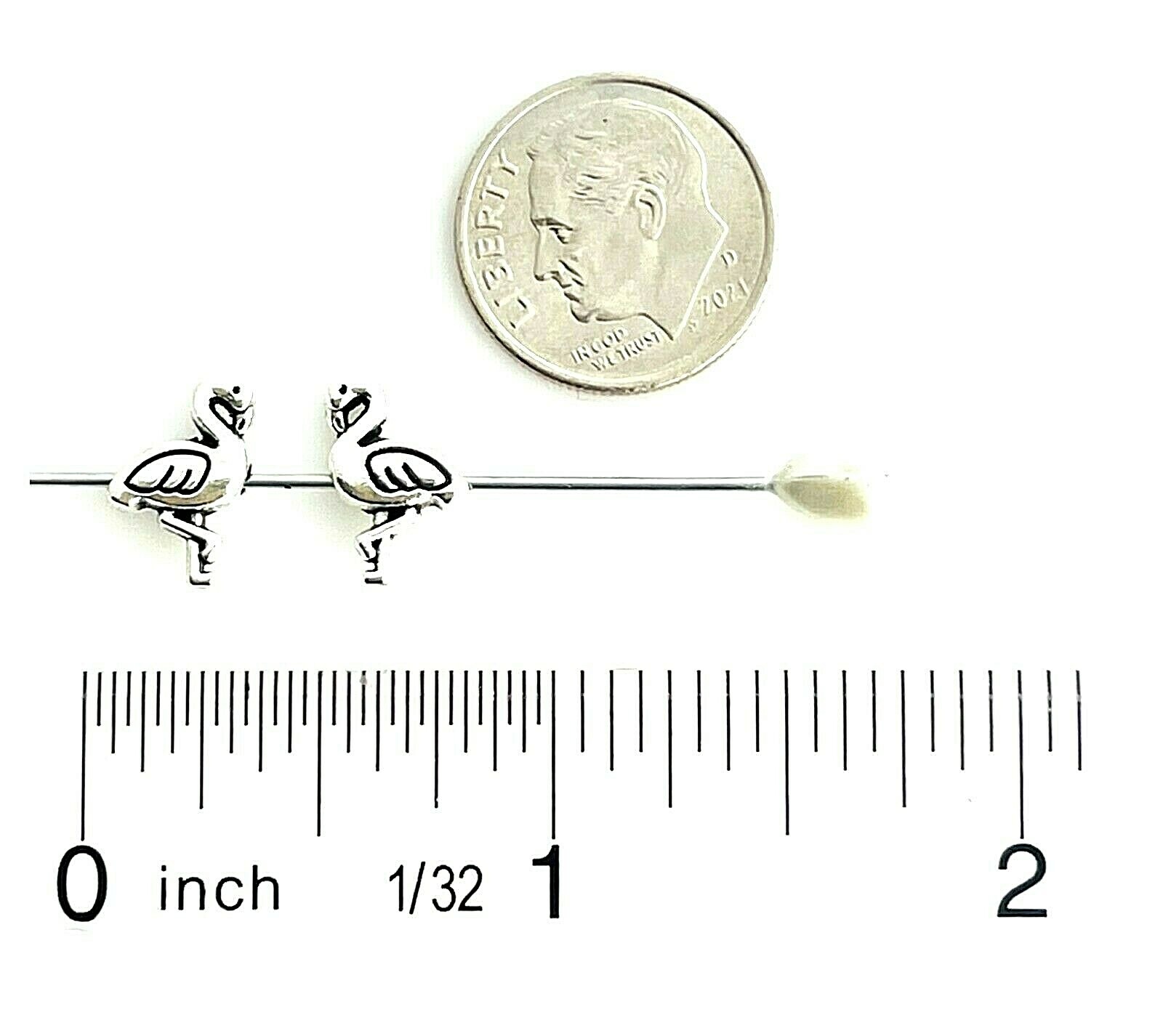 100 Tibetan Silver 12x8mm Two Sided Flamingo Bird Bali Spacer Metal Bulk Beads