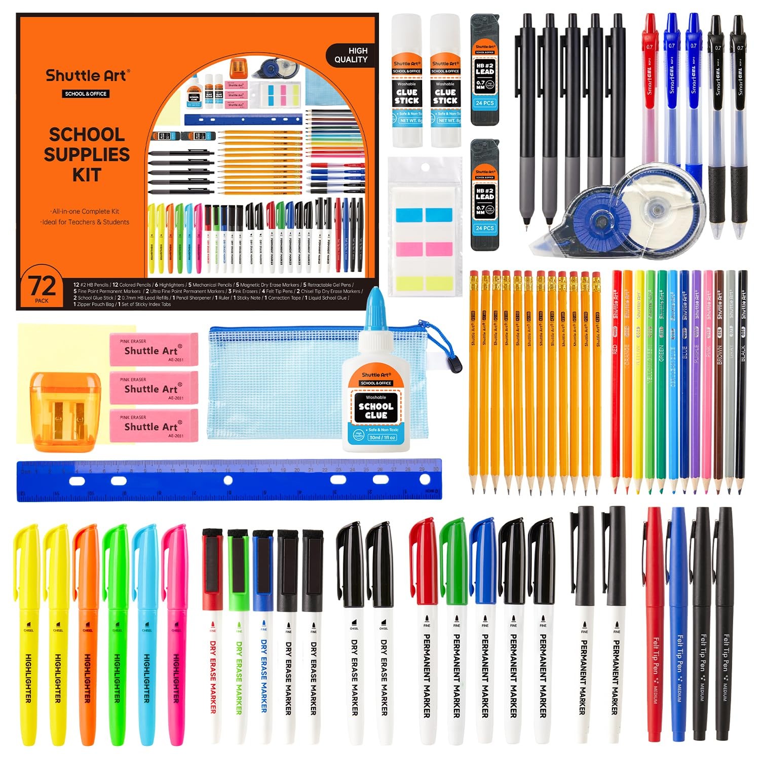 71 PCS School Supplies Kit Back To High College Teachers Highlighters Pencils