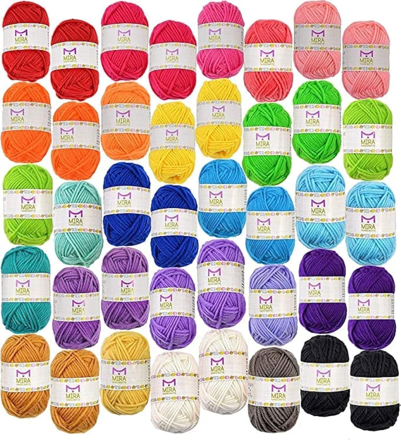 40 Assorted Colors Acrylic Yarn Skeins with 7 E-Books – 875 40 Skeins, Joyful