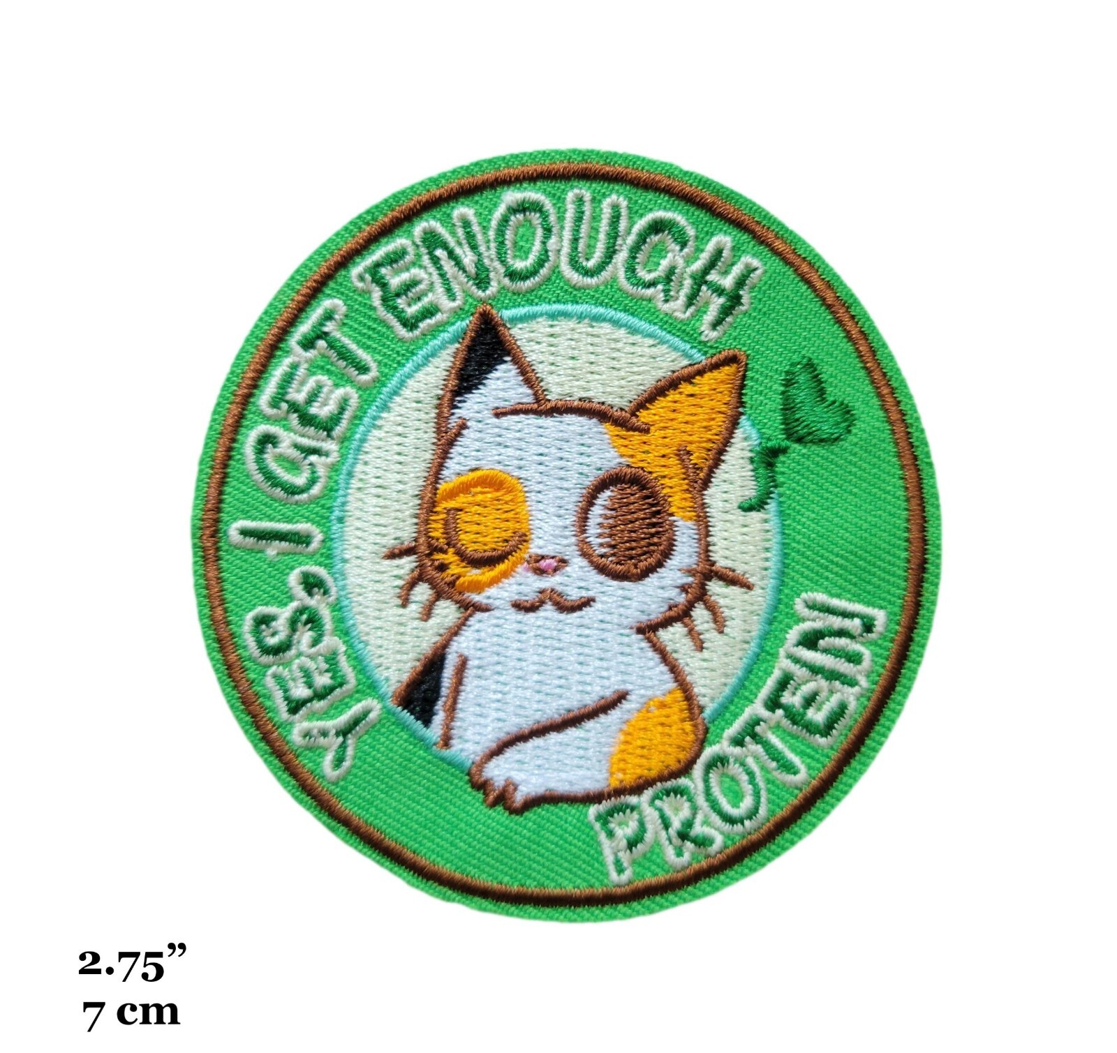 Yes, I Get Enough Protein Saying Vegan Cat Embroidered Iron On Patch