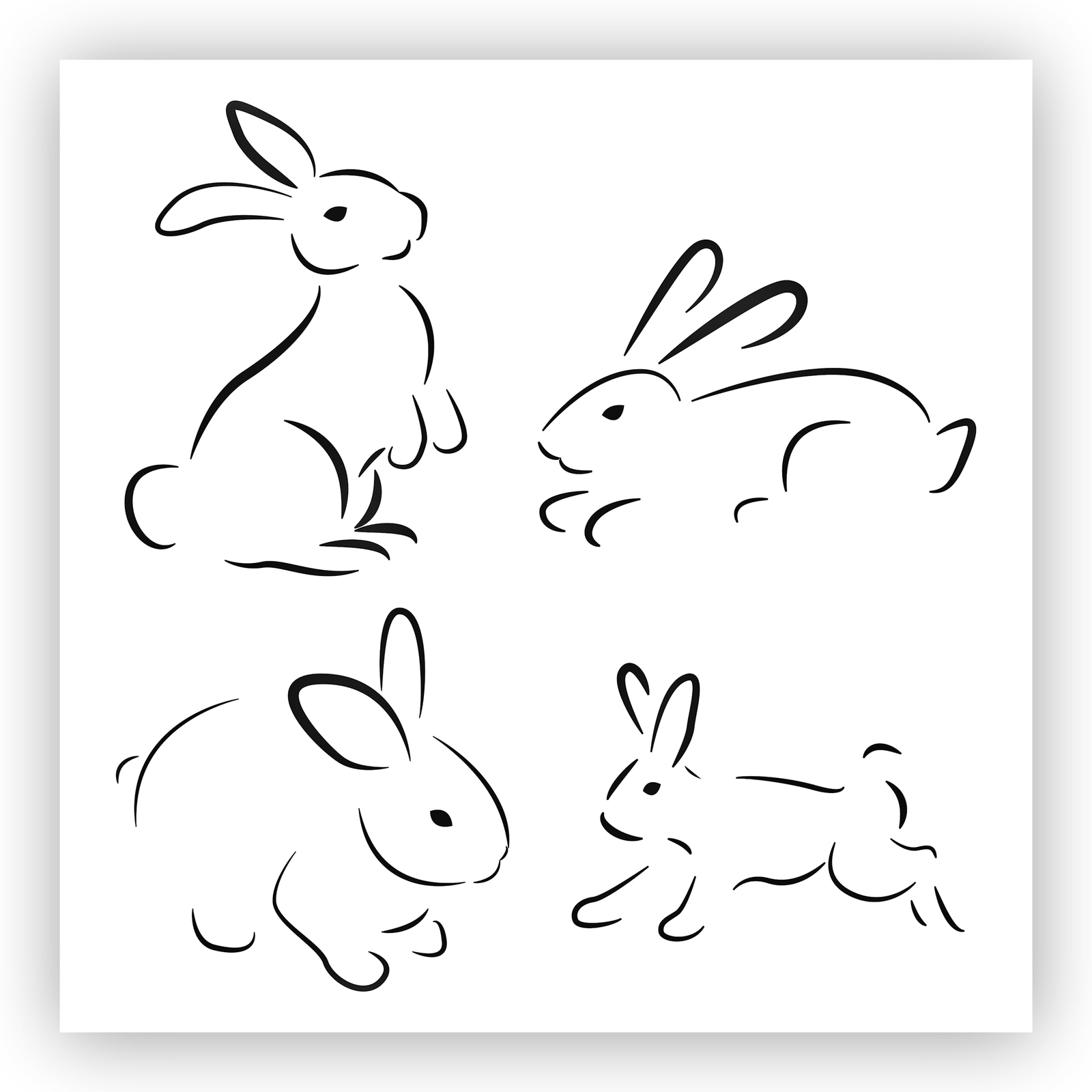 Rabbits Easter Bunny Stencil – Choose a Size – Laser-Cut Reusable Plastic